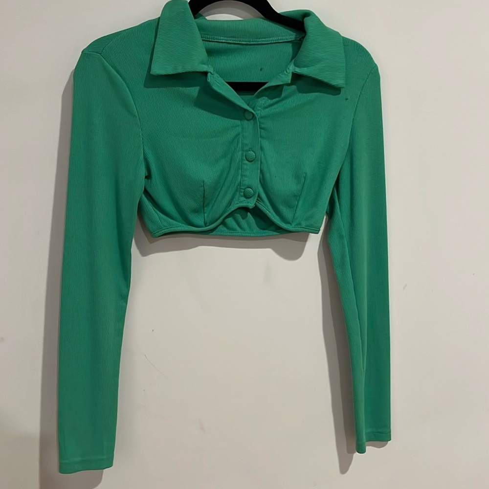 Shein long sleeve green crop top.